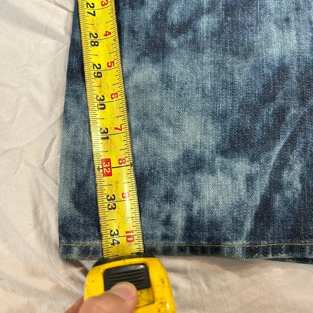 True Religion Ricky Jeans Mens 40 Acid Wash Straight Leg Blue White Made in USA